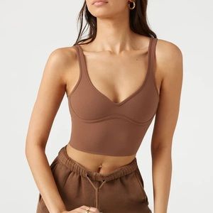 Joah Brown CONTOUR CROP TANK S/M Sueded Mocha